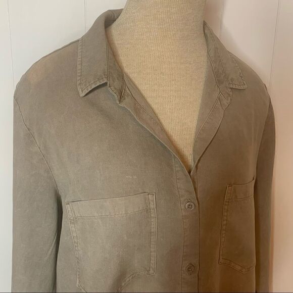 Bleach Dyed Shirt Cloth and Stone Frayed Hem Button Front Top Size Medium - Picture 5 of 8